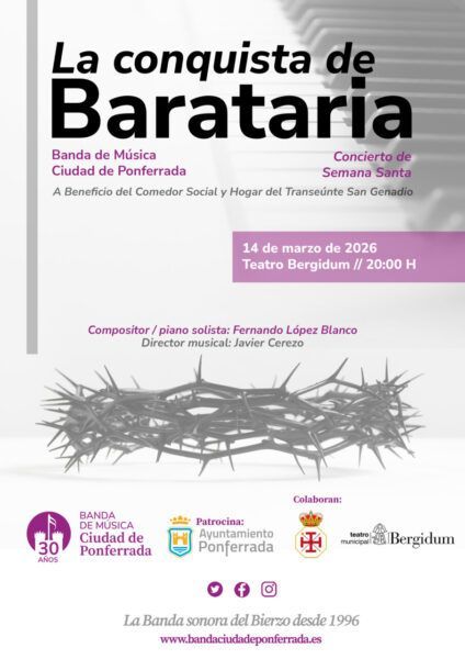 Cartel del concierto solidario de la Banda de Música Ciudad de Ponferrada.
