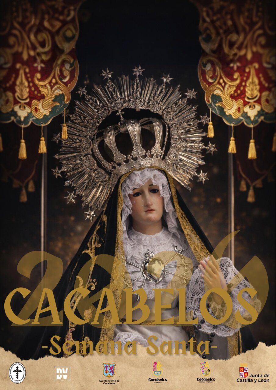 Cartel de la Semana Santa 2026 en Cacabelos con la Virgen de los Dolores