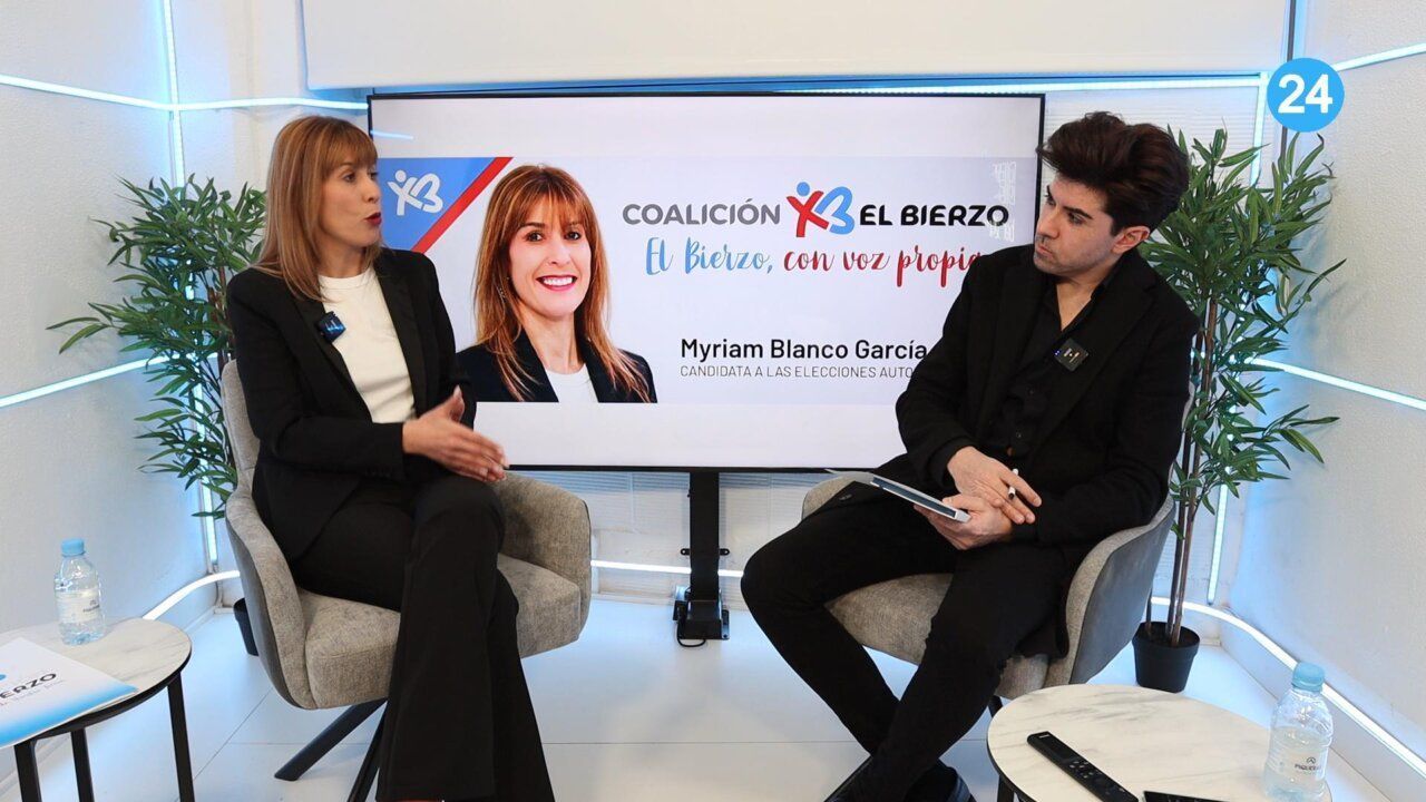 Myriam Blanco durante la entrevista en Bierzo 24TV sobre elecciones