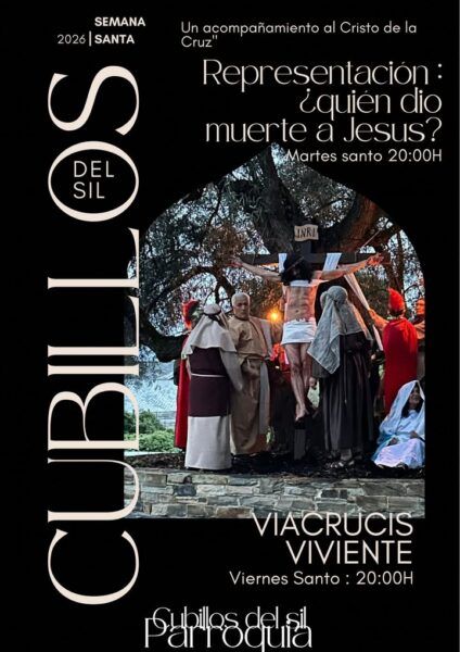 Representación del Viacrucis en Cubillos del Sil durante Semana Santa