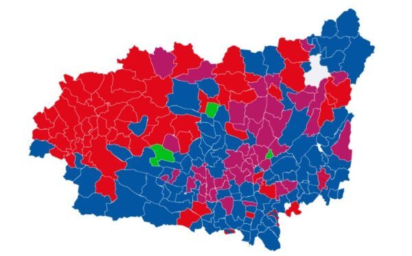 Mapa de resultados electorales en la provincia de Bierzo
