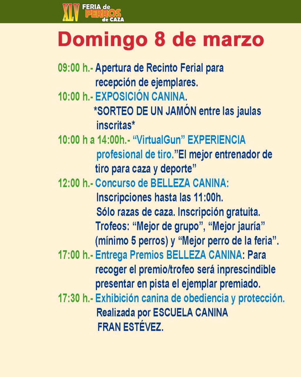 Programa de actividades para la Feria de Perros de Caza en Camponaraya