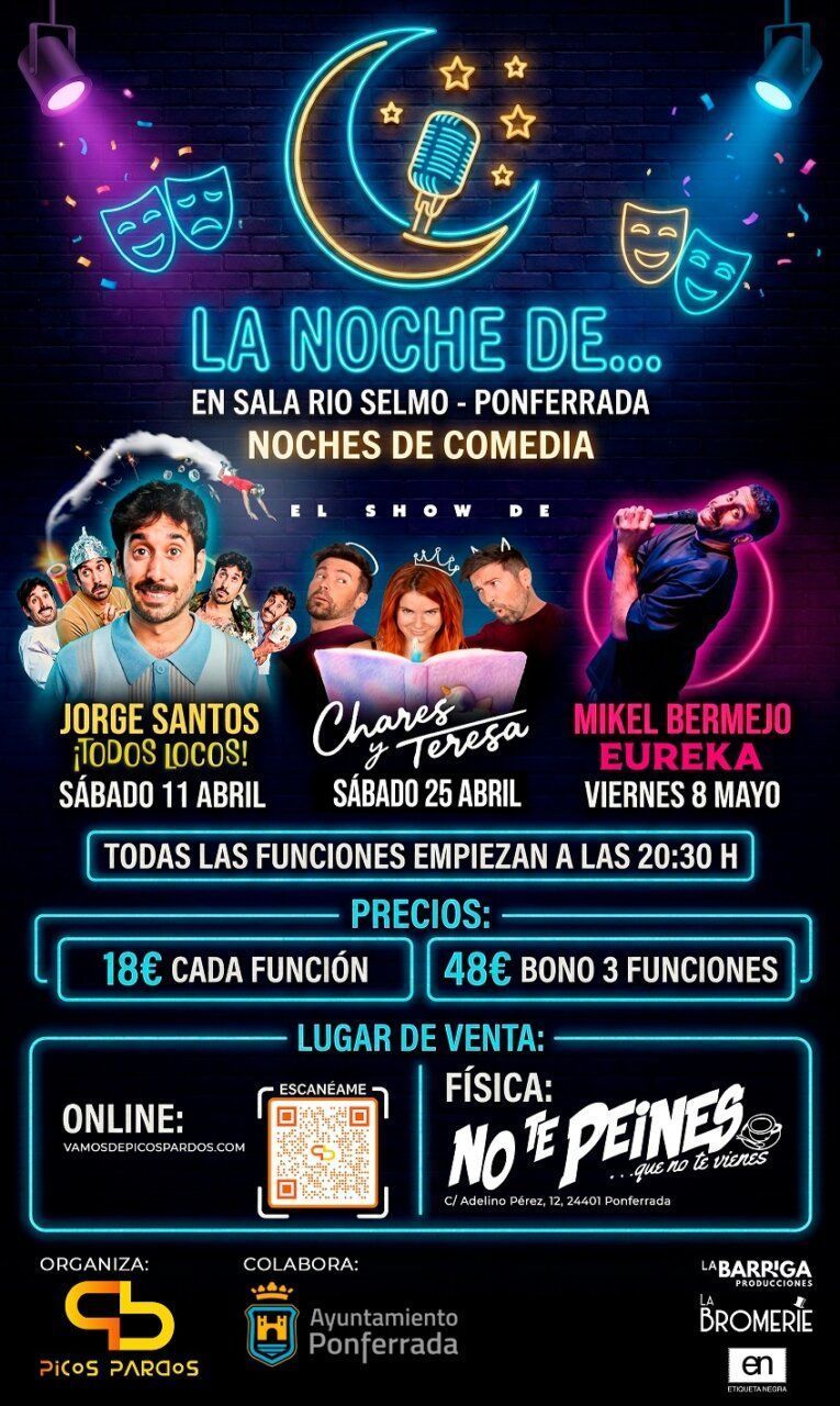 Cartel del ciclo de comedia La Noche de en Ponferrada
