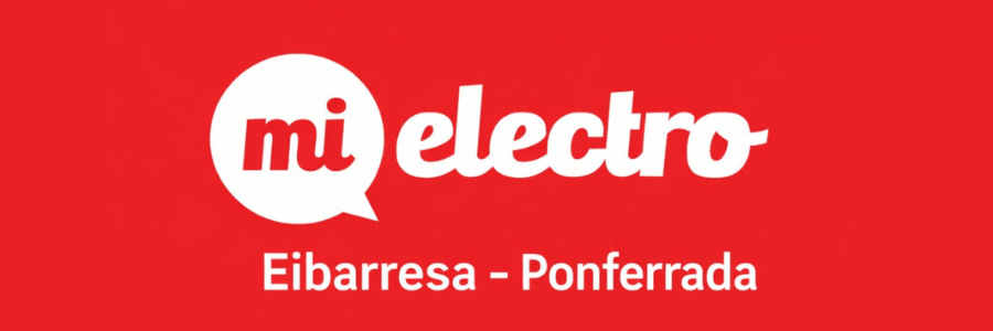 Logo de Mi Electro en fondo rojo con texto blanco