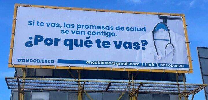 Cartel de campaña de Oncobierzo sobre la fuga de sanitarios en El Bierzo