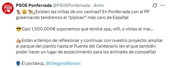 Pipicán en el Parque del Plantío en Ponferrada, España.