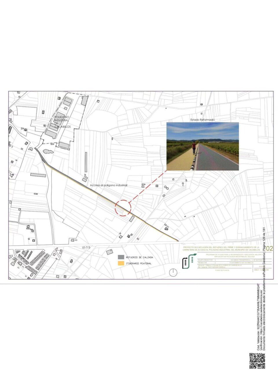 Mapa que muestra el acceso al polígono industrial de Cacabelos