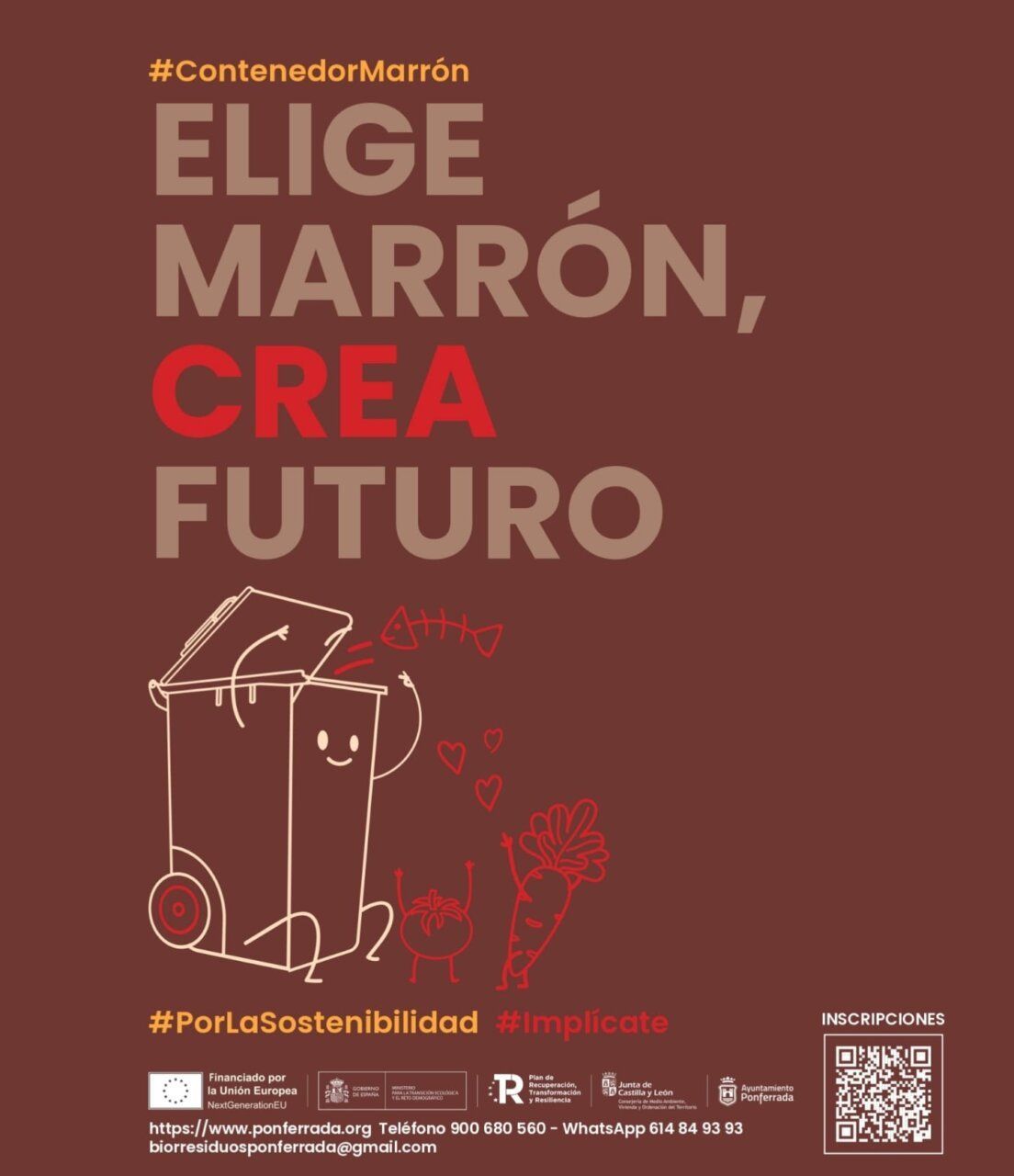 Cartel de campaña sobre reciclaje de residuos orgánicos en Ponferrada