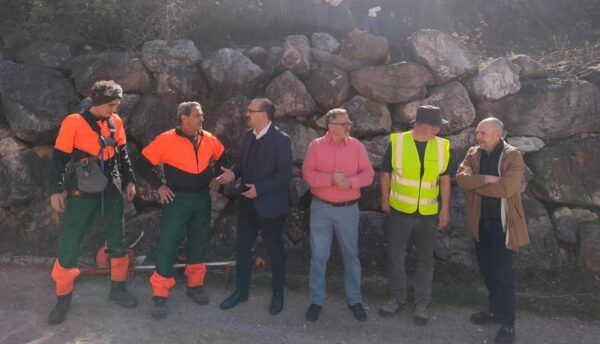 Grupo de personas trabajando en la limpieza de vegetación en Ponferrada