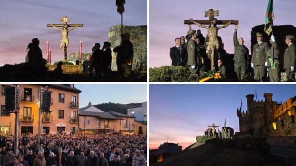 Cristo de la Esperanza durante el traslado al Castillo de los Templarios en Ponferrada