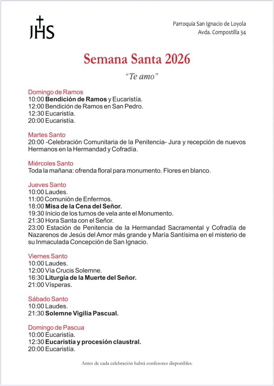 Programación de Semana Santa 2026 en la parroquia de San Ignacio de Loyola