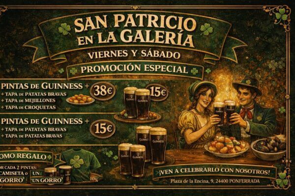 Promociones de San Patricio en La Galería con cerveza y tapas