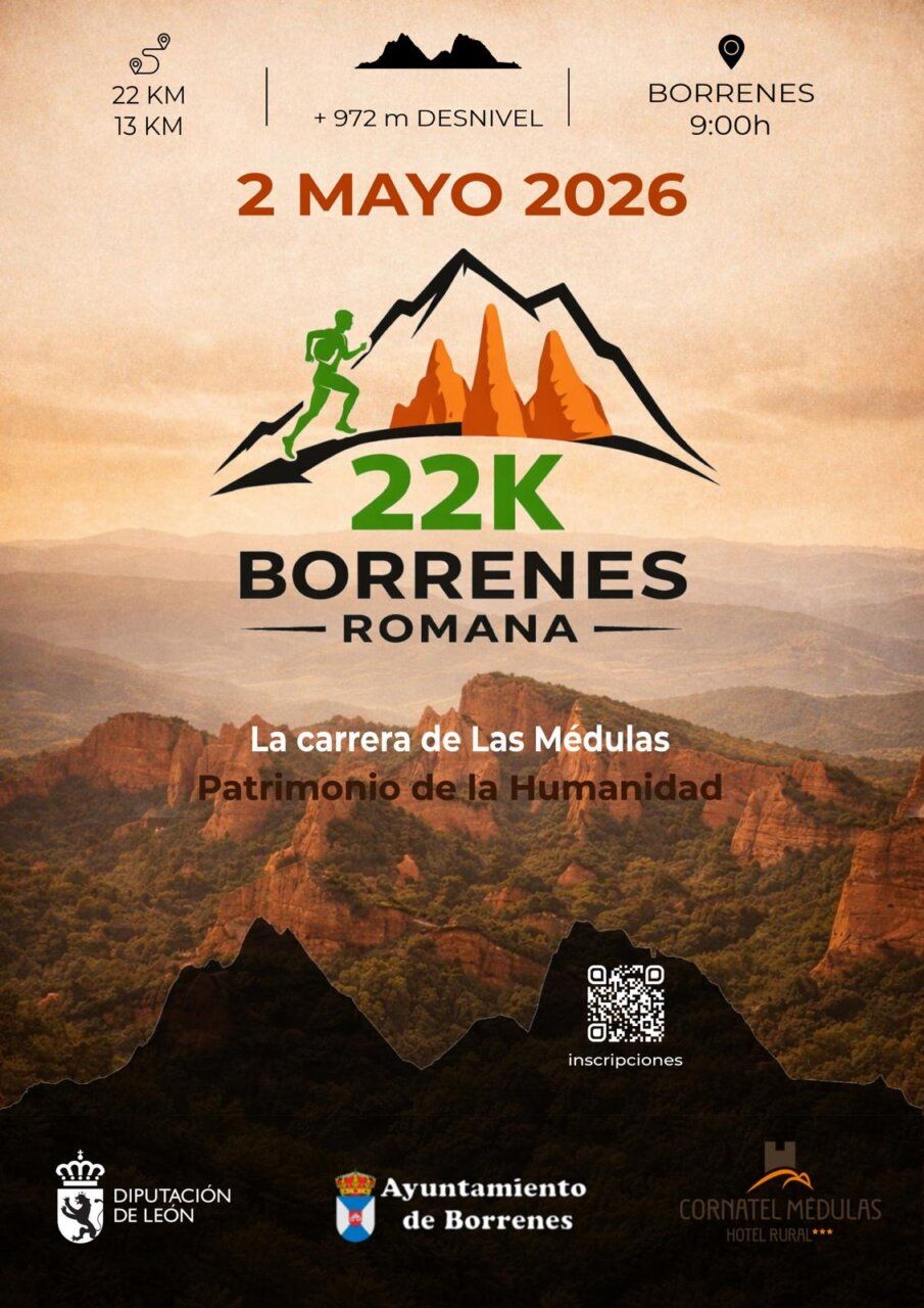 Cartel de la carrera 22K Borrenes Romana en Las Médulas