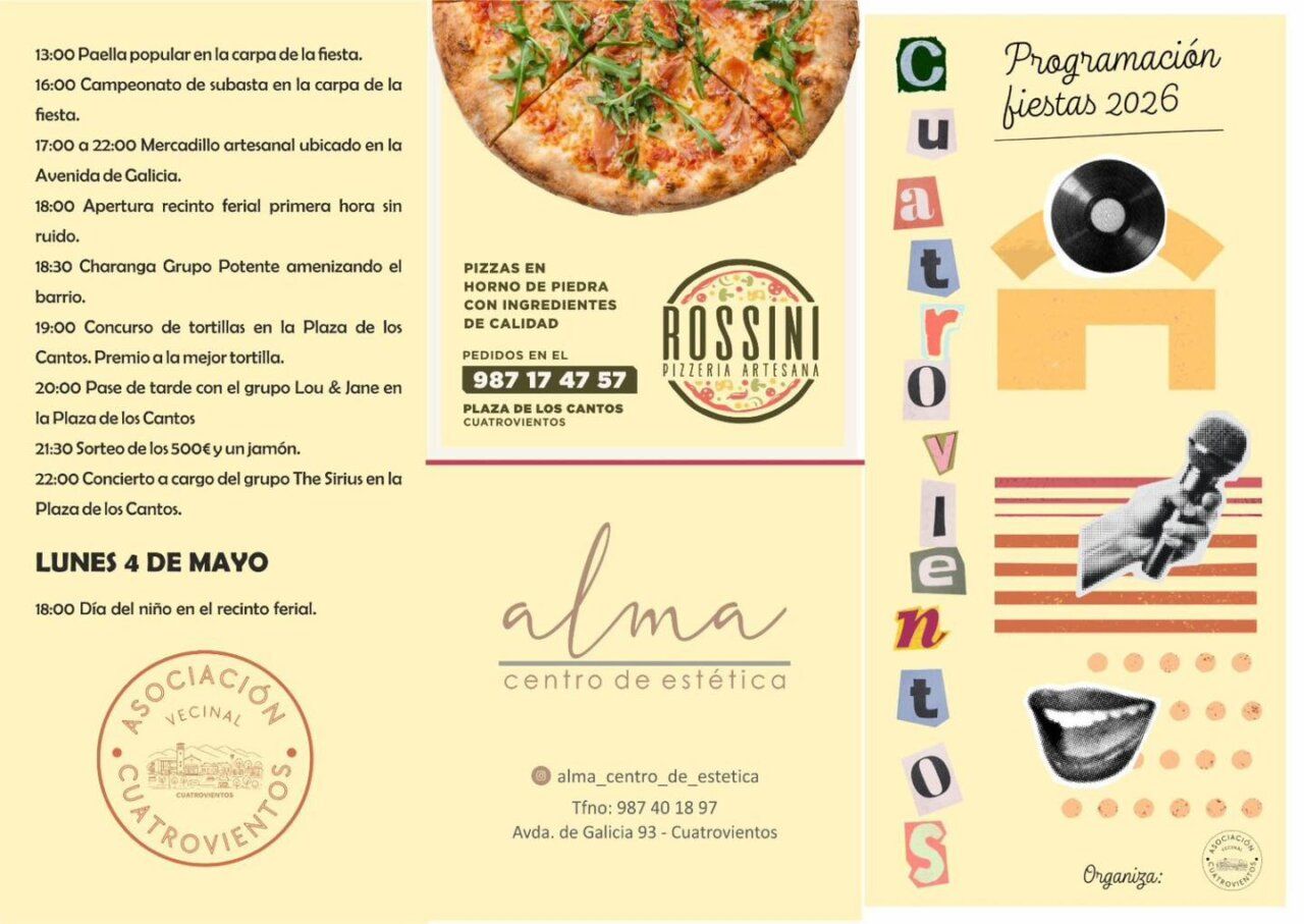 Cartel del programa de las fiestas de San José Obrero en Cuatrovientos