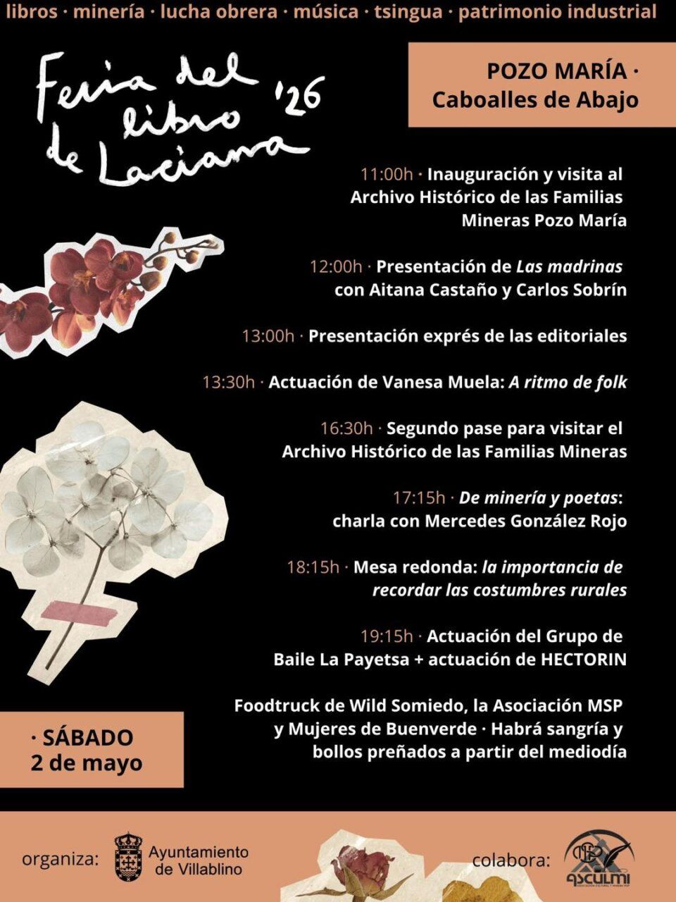 Cartel de la Feria del Libro de Laciana 2026 con actividades culturales