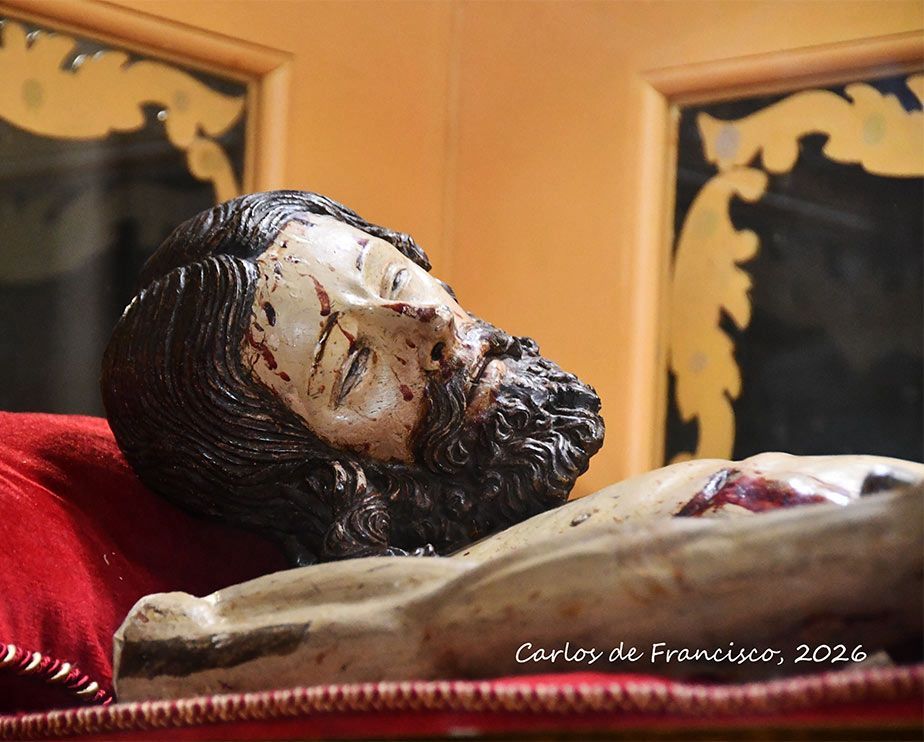 Detalle de la imagen de Cristo yacente en la Procesión del Santo Entierro