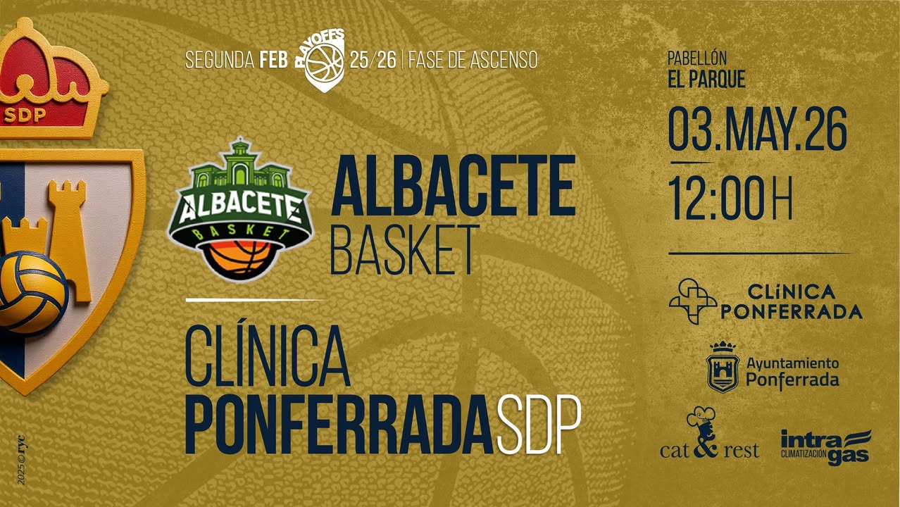 Cartel del partido de baloncesto Albacete Basket en playoffs de ascenso