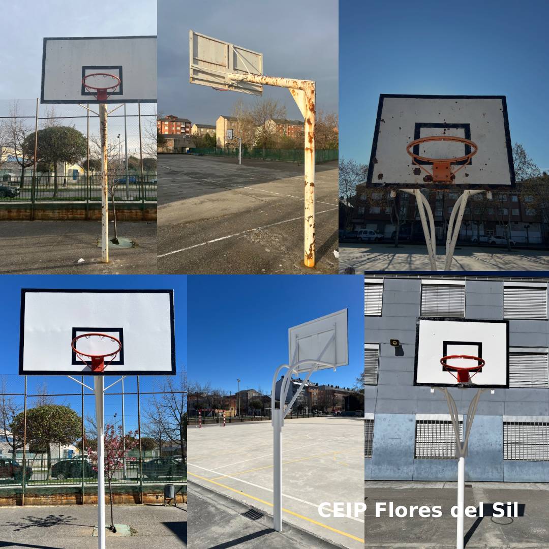 Canastas de baloncesto en el CEIP Flores del Sil