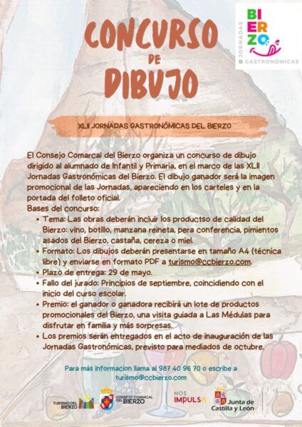 Cartel del concurso de dibujo infantil de las Jornadas Gastronómicas del Bierzo