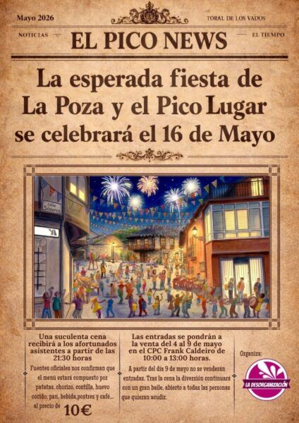 Cartel de la fiesta de La Poza y el Pico Lugar en Toral de los Vados