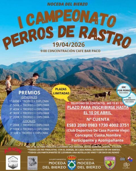 Cartel del I Campeonato de Perros de Rastro en Noceda del Bierzo