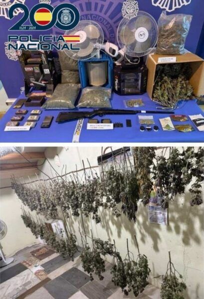 Material incautado en un laboratorio de marihuana desmantelado por la policía