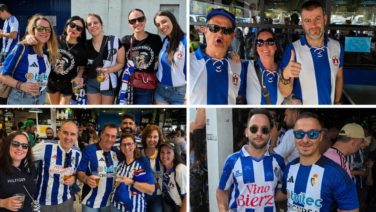 Grupo de aficionados celebrando un partido de fútbol en Tenerife