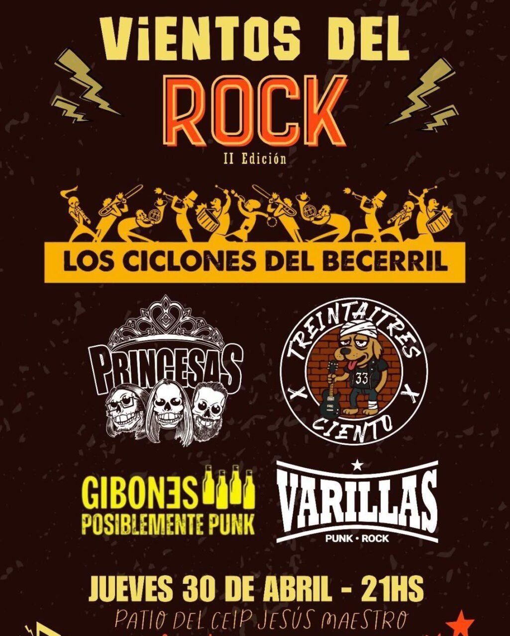 Cartel del evento Vientos del Rock en Cuatrovientos, Ponferrada.