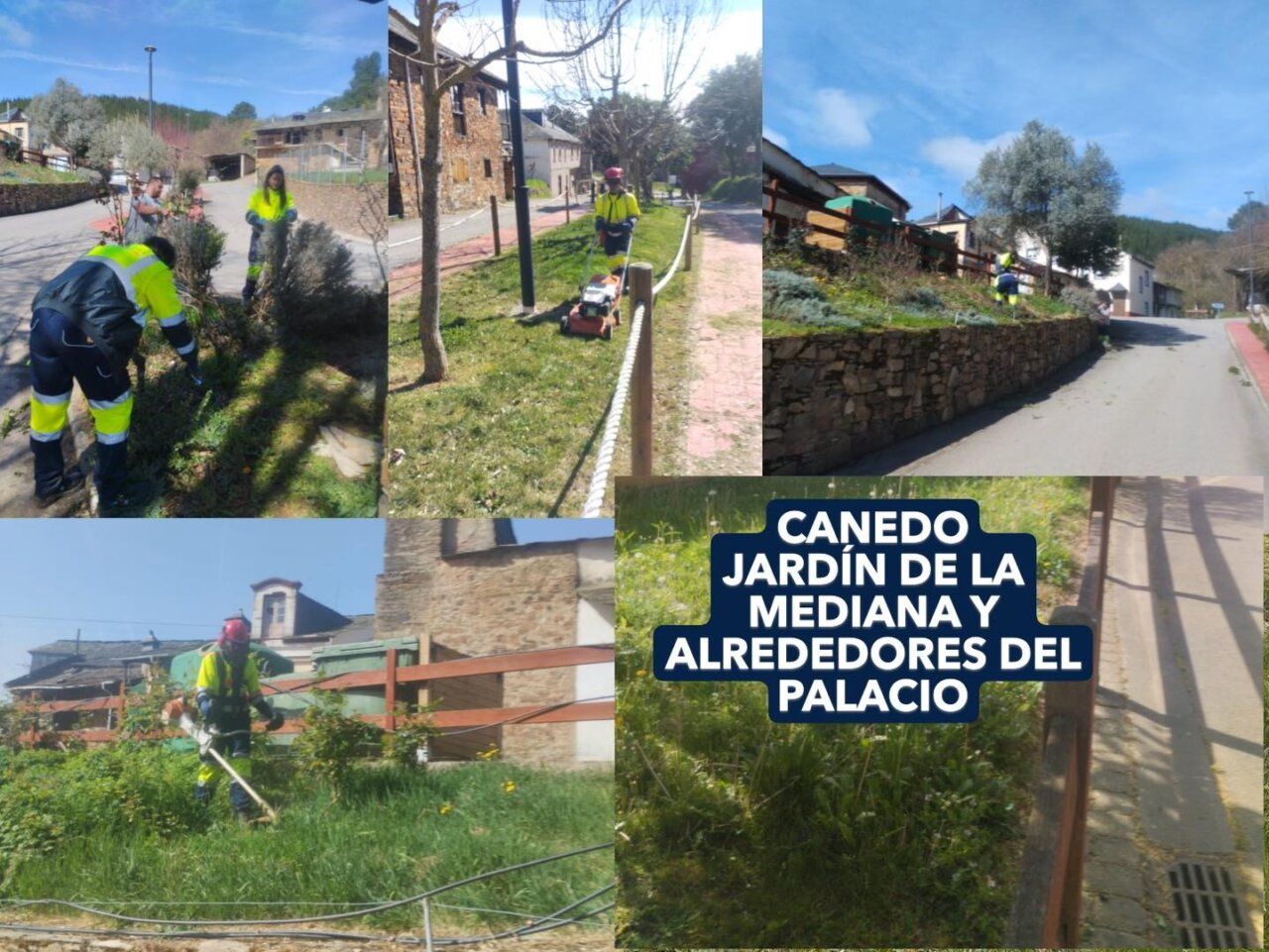 Alumnos del programa mixto de Arganza trabajando en mantenimiento de jardines