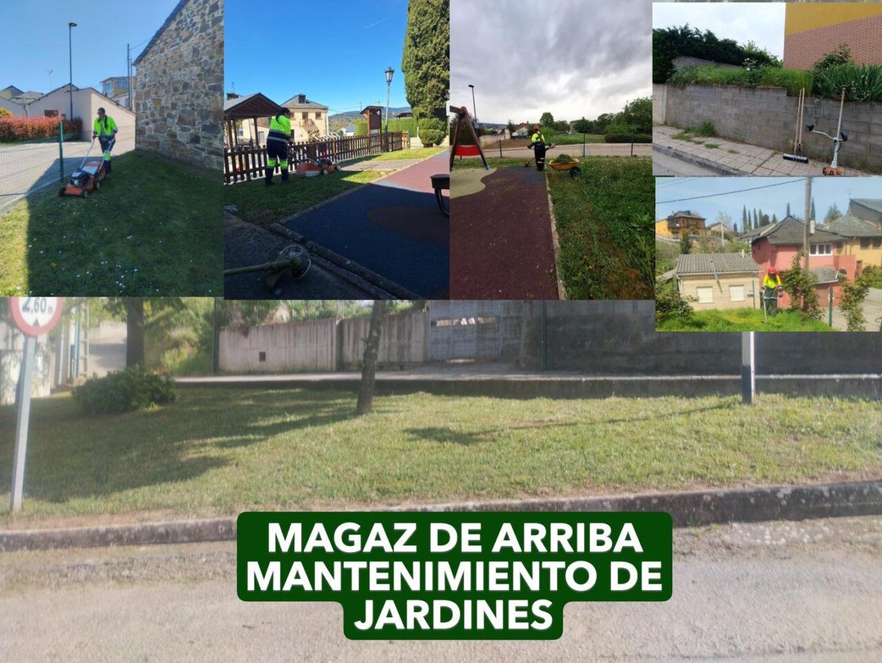 Alumnos del programa mixto de Arganza trabajando en mantenimiento de jardines