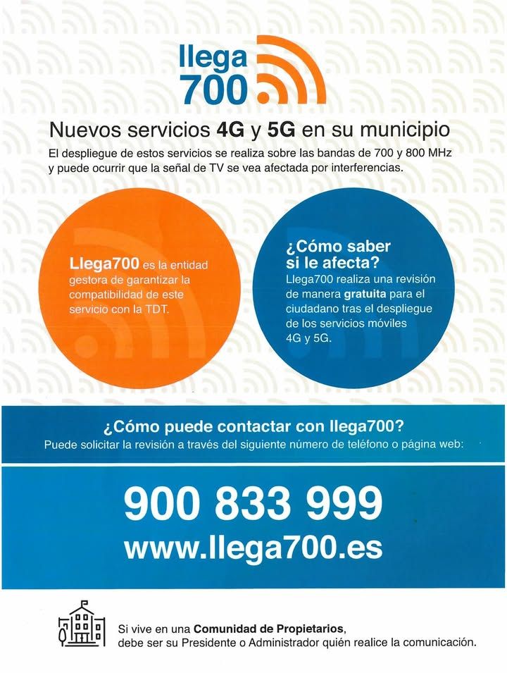 Cartel informativo sobre la revisión gratuita de TDT en Toral de los Vados