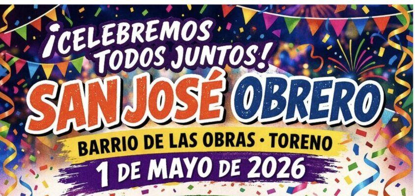 Cartel de la celebración de San José Obrero en Toreno con actividades y música