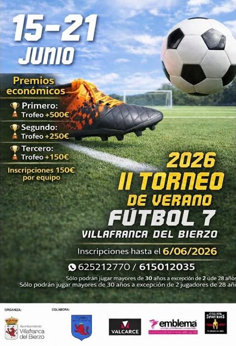Cartel del II Torneo de Verano de Fútbol 7 en Villafranca del Bierzo
