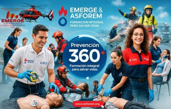 Adrián Sánchez y equipo en formación de emergencias y primeros auxilios