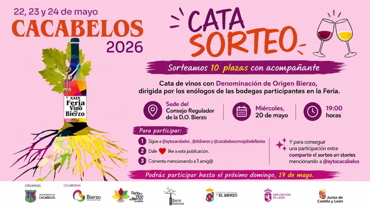Cartel del sorteo de cata de vinos en Cacabelos