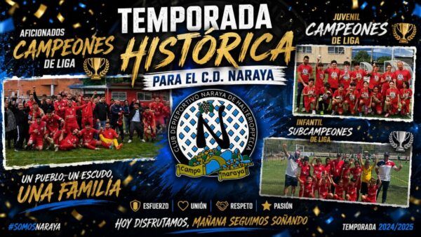 Celebración del C.D. Naraya tras ganar campeonatos en diversas categorías