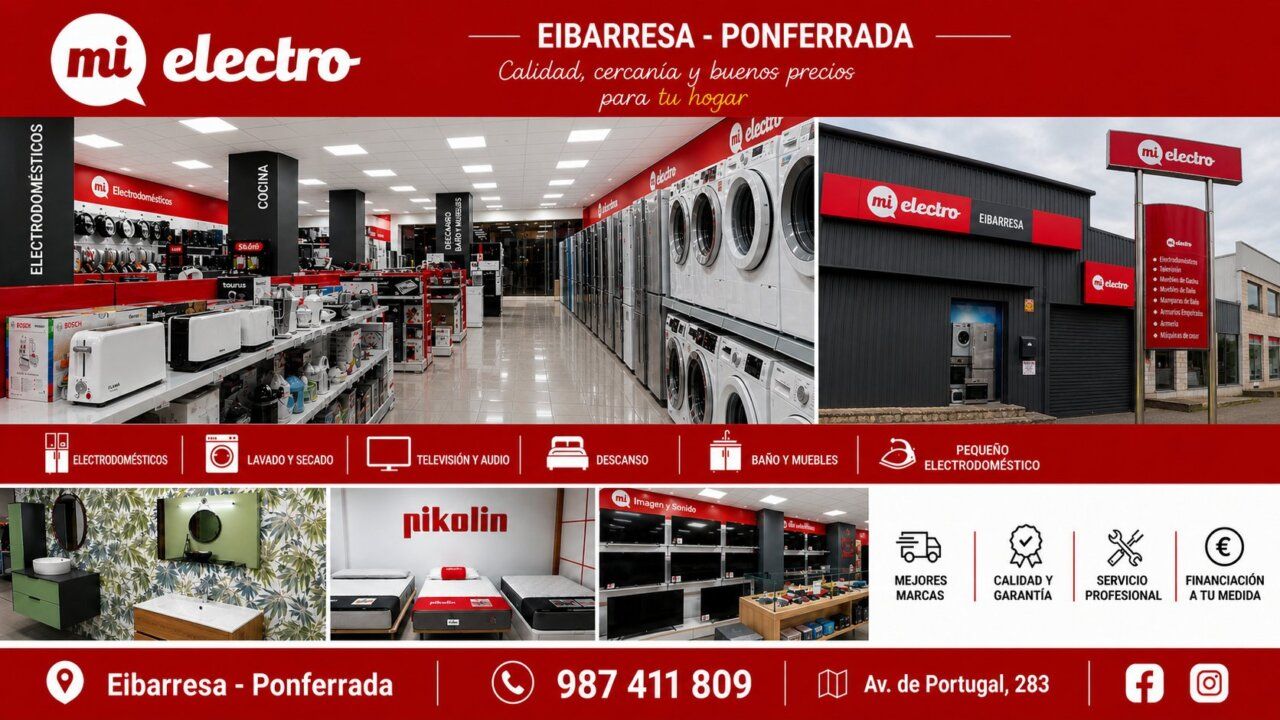 Interior de la tienda Mi Electro Eibarresa con electrodomésticos y muebles