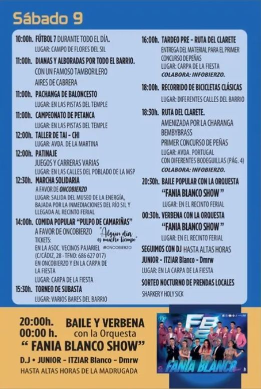 Programa de actividades para las Fiestas Patronales de Flores del Sil 2026