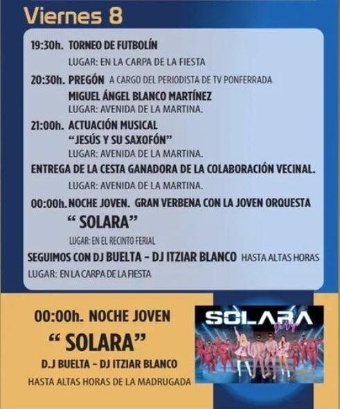 Cartel del programa de las Fiestas Patronales de Flores del Sil 2026