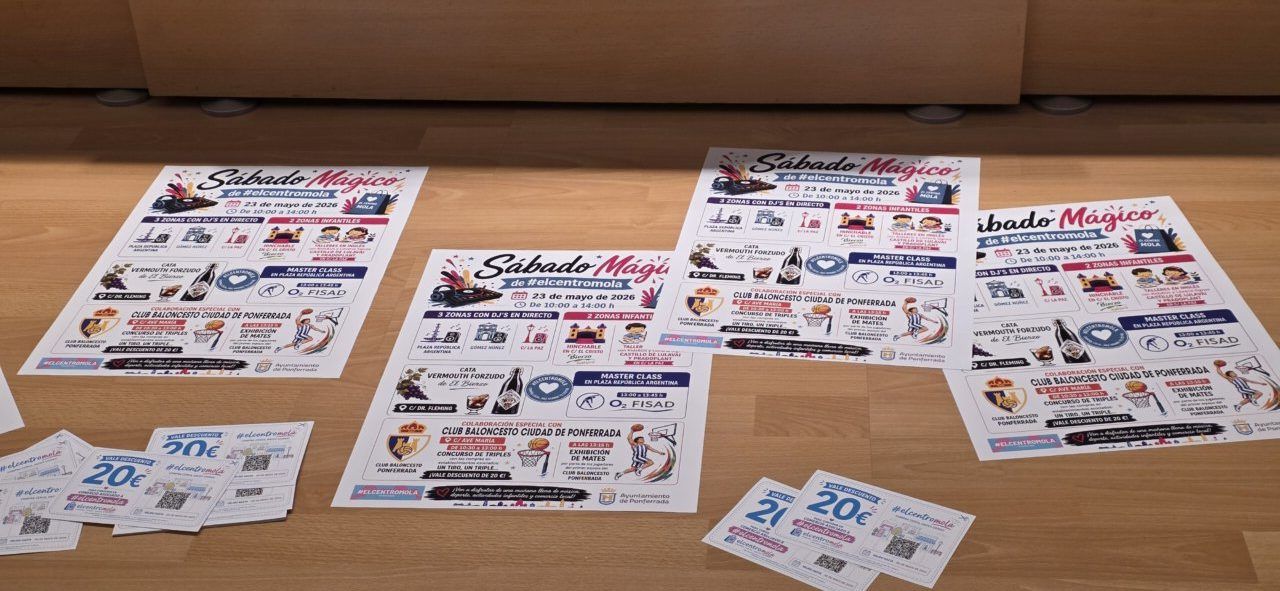 Carteles del evento Sábado Mágico con información y actividades