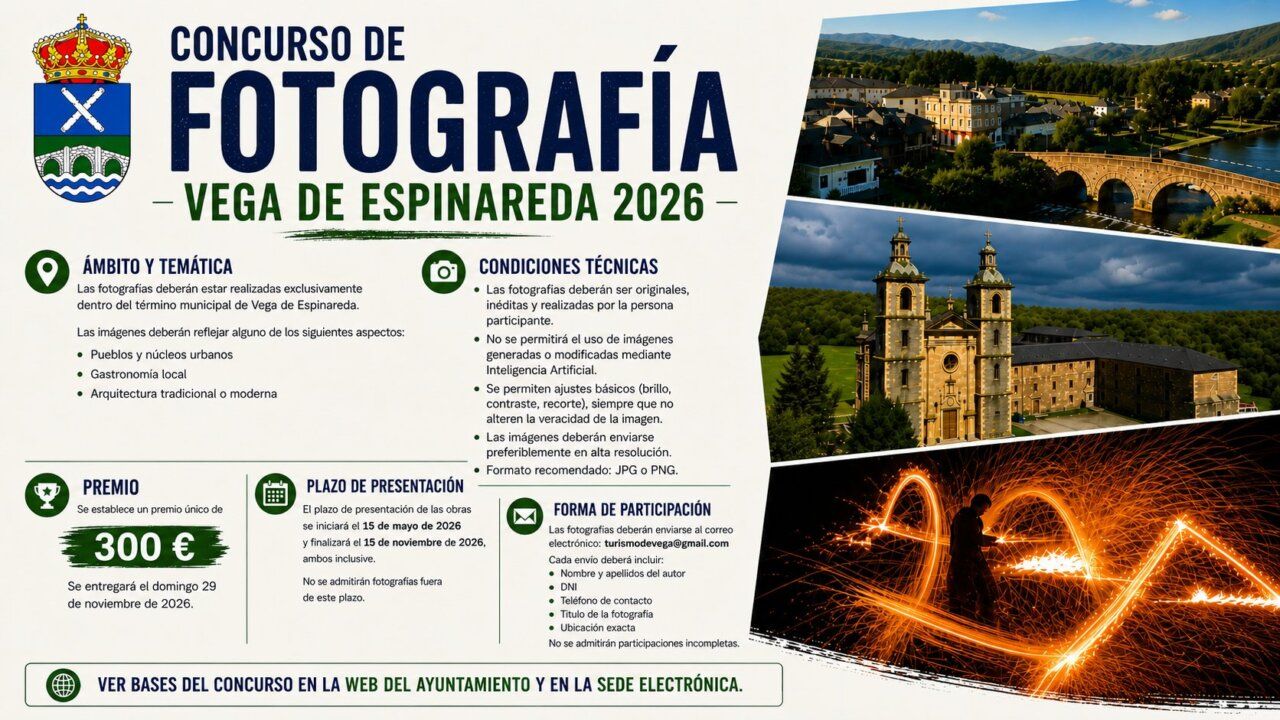 Cartel del concurso de fotografía en Vega de Espinareda 2026