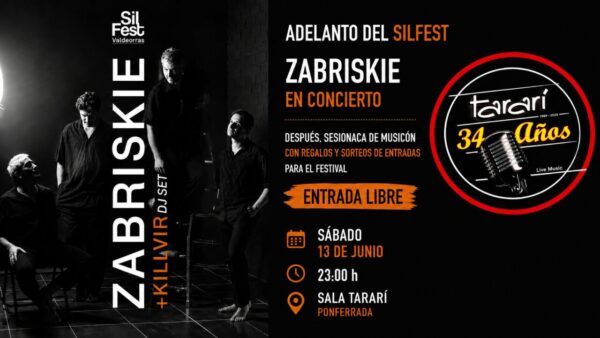 Cartel del concierto de Zabriskie en la Sala Tararí