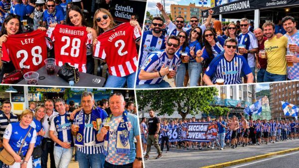 Aficionados de la Ponferradina celebrando en el Bar El Toralín