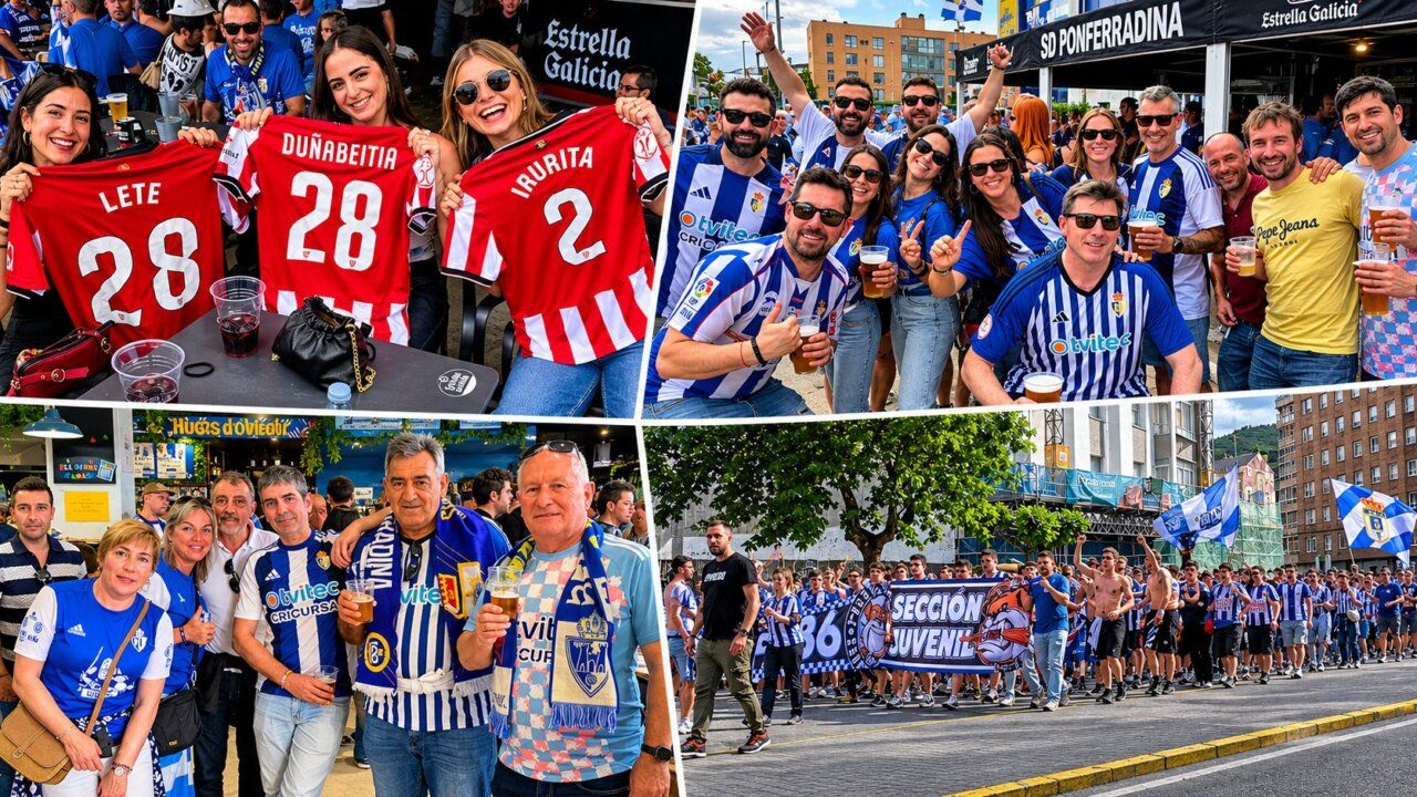 Aficionados de la Ponferradina celebrando en el Bar El Toralín