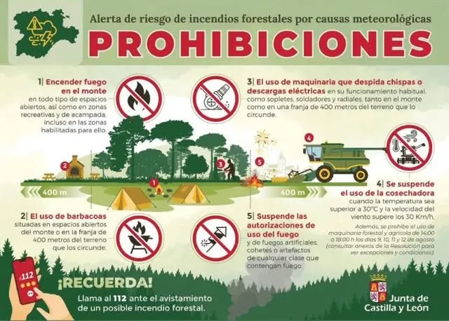 Aviso del Ayuntamiento de Toreno sobre riesgo de incendios forestales