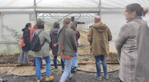 Grupo de personas en un invernadero durante las Jornadas RETA Primavera 2026
