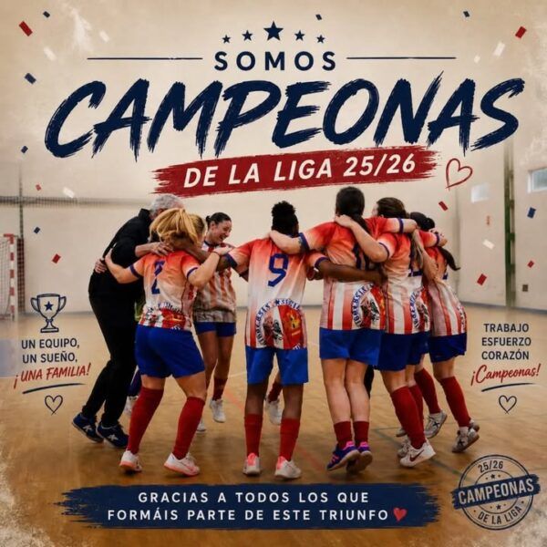Jugadoras de fútbol sala femenino celebrando su campeonato en Bembibre