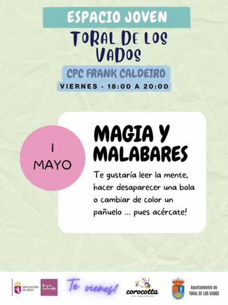 Cartel de actividad de magia y malabares en Toral de los Vados