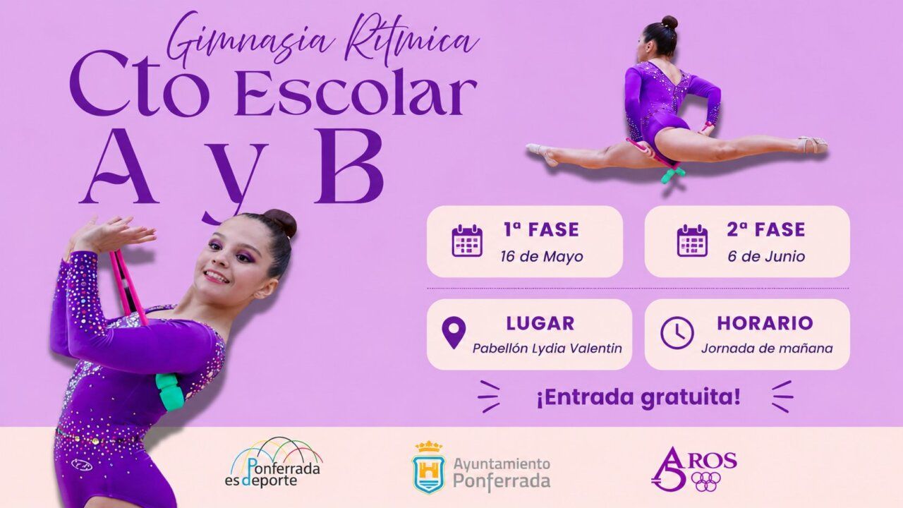 Gimnasta en el Campeonato Escolar de Gimnasia Rítmica en Ponferrada