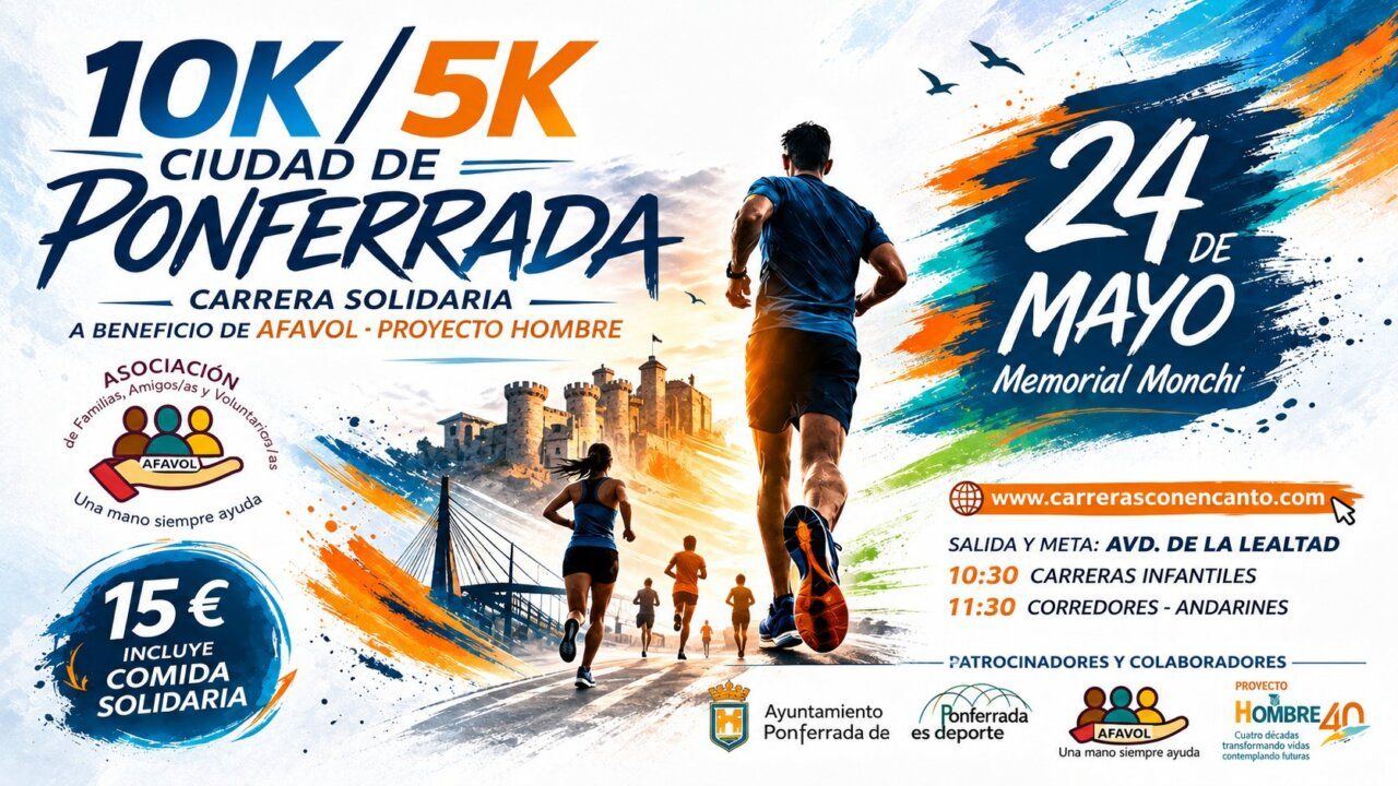 Cartel de la carrera solidaria 10K/5K en Ponferrada